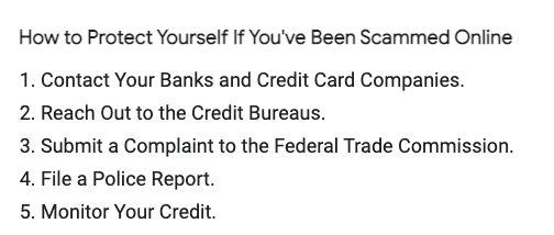 How to protect yourself if you've been scammed.