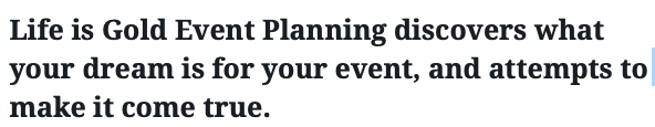 Life Is Gold Event Planning